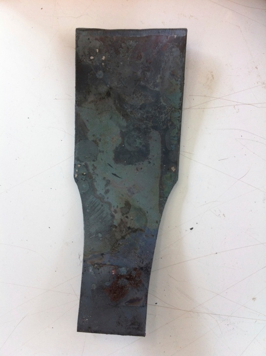 A closer look at the sheet metal blade.